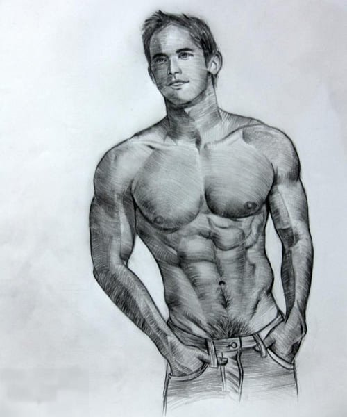 Голый мужчина рисунок карандашом
