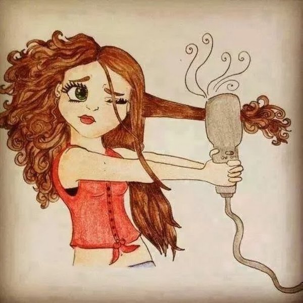 Мультяшные волосы девушки