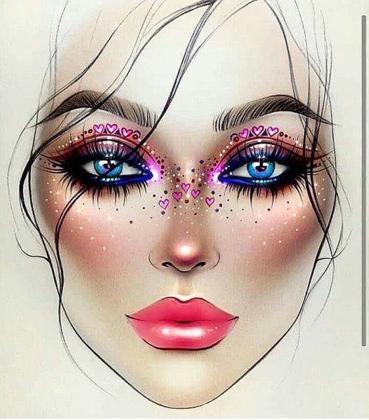 Фейсчарт яркий макияж