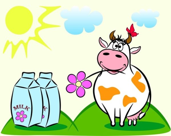 Молоко с коровой на этикетке