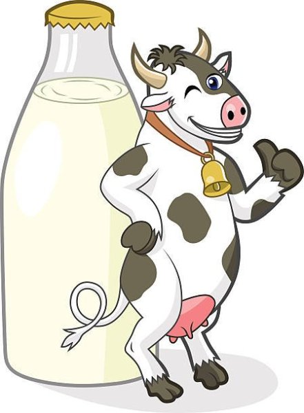 Мультяшная корова с молоком
