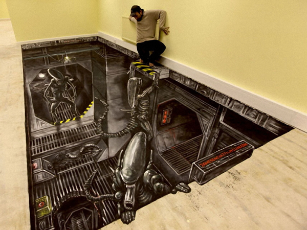 3д рисунки на полу