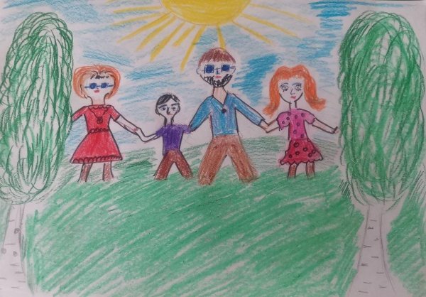 Выставка рисунков моя семья в детском саду