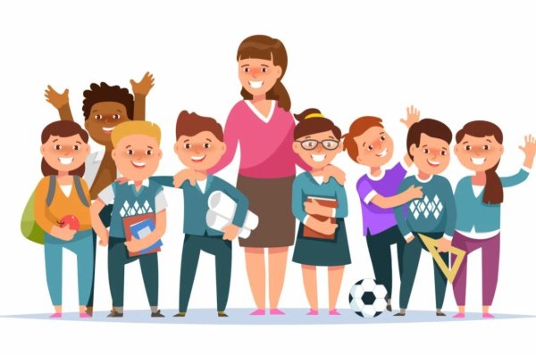 Учитель и дети мультяшные