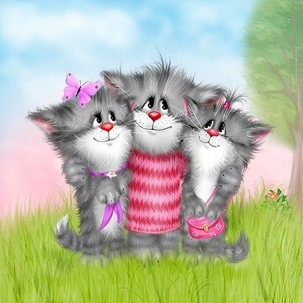 Открытка «котики»