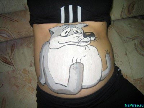 Рисунки на животе у беременных прикольные