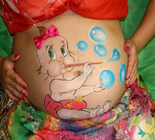 Рисунок на животе беременной девочкой