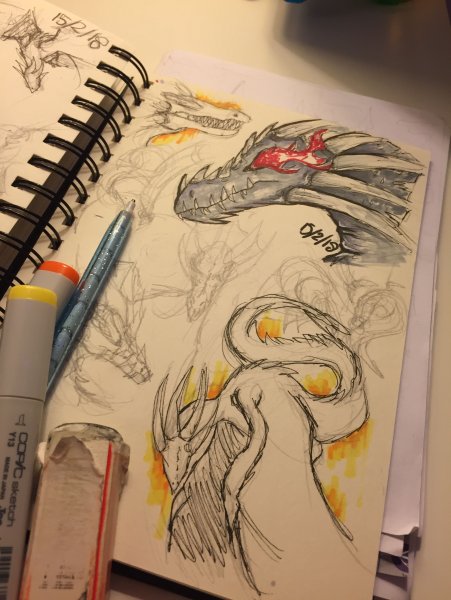 Рисования скетчбук драконы