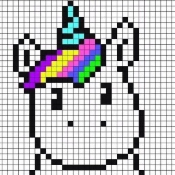 Рисунки по клеточкам Единорог