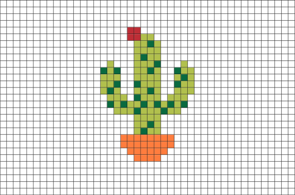 Кактус по клеточкам маленький