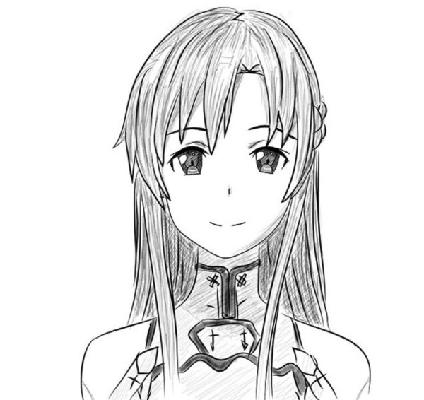 Аниме карандашом Асуна