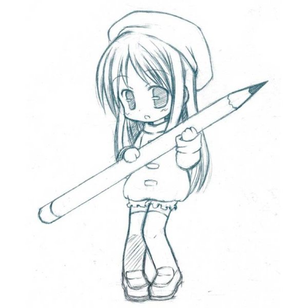 Маленькие аниме карандашом
