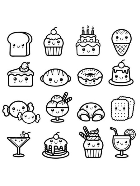 Раскраски маленькие еда